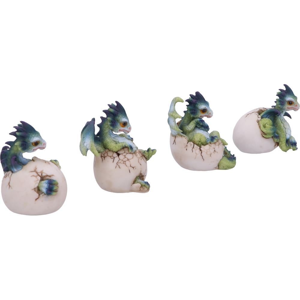 Hatchlings Emergence (Set of 4) 8cm Set of Four Hatchlings Emergence Dragonling Hatching from Egg Figurine