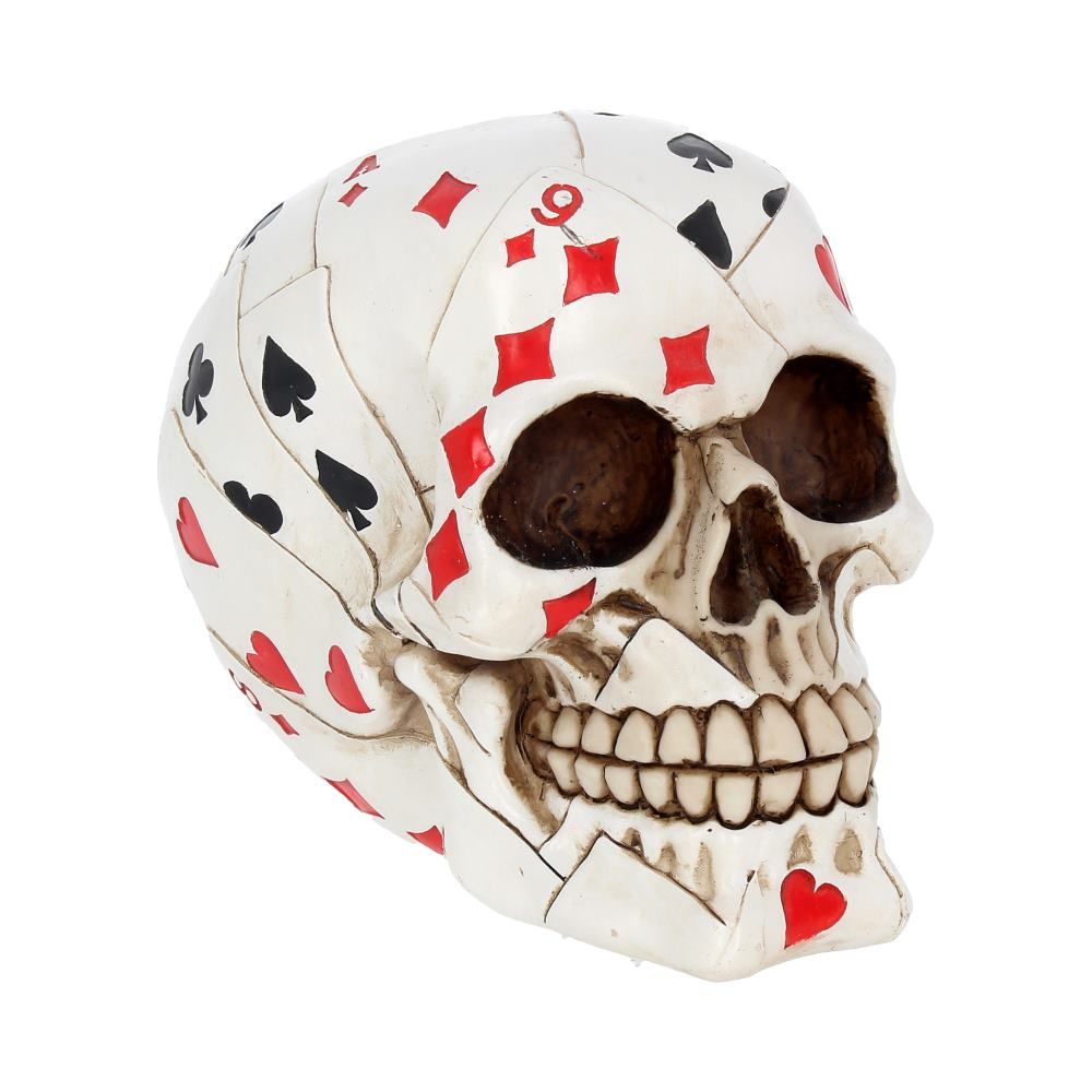 Dead Mans Hand Skull 15cm Dead Mans Hand Playing Card Skull Ornament