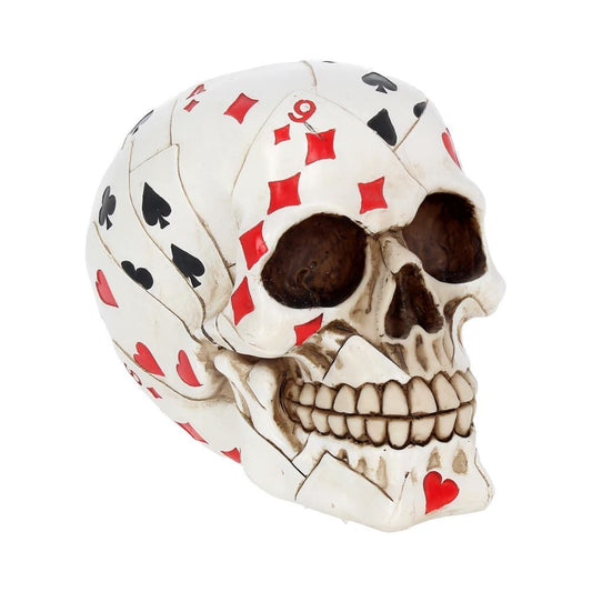 Dead Mans Hand Skull 15cm Dead Mans Hand Playing Card Skull Ornament