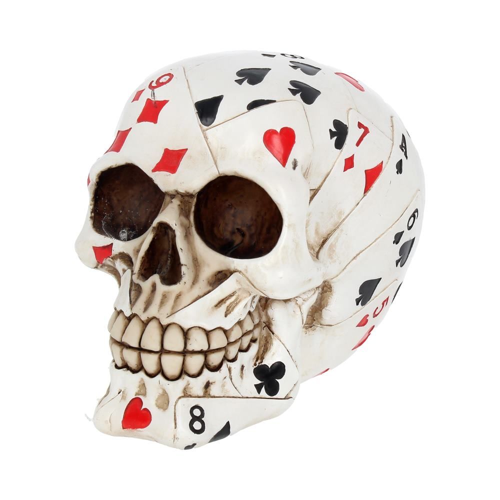 Dead Mans Hand Skull 15cm Dead Mans Hand Playing Card Skull Ornament