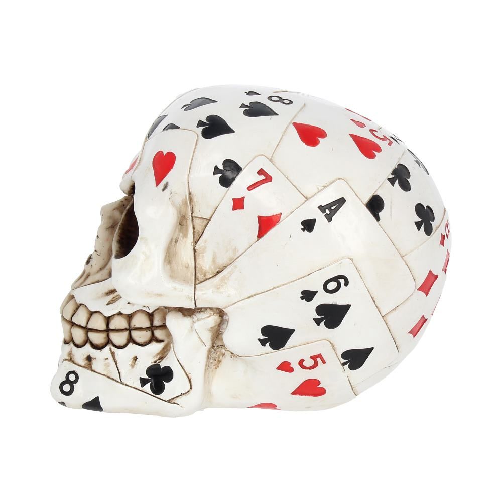 Dead Mans Hand Skull 15cm Dead Mans Hand Playing Card Skull Ornament