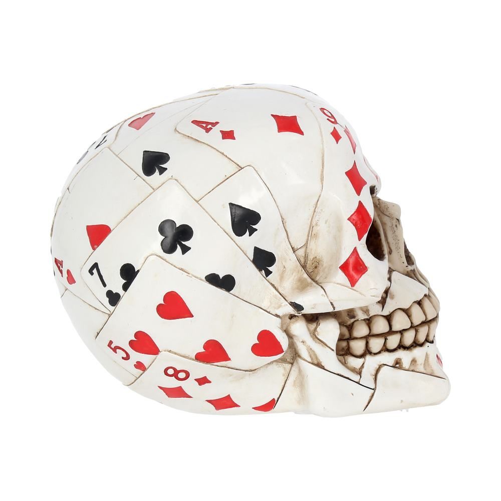 Dead Mans Hand Skull 15cm Dead Mans Hand Playing Card Skull Ornament