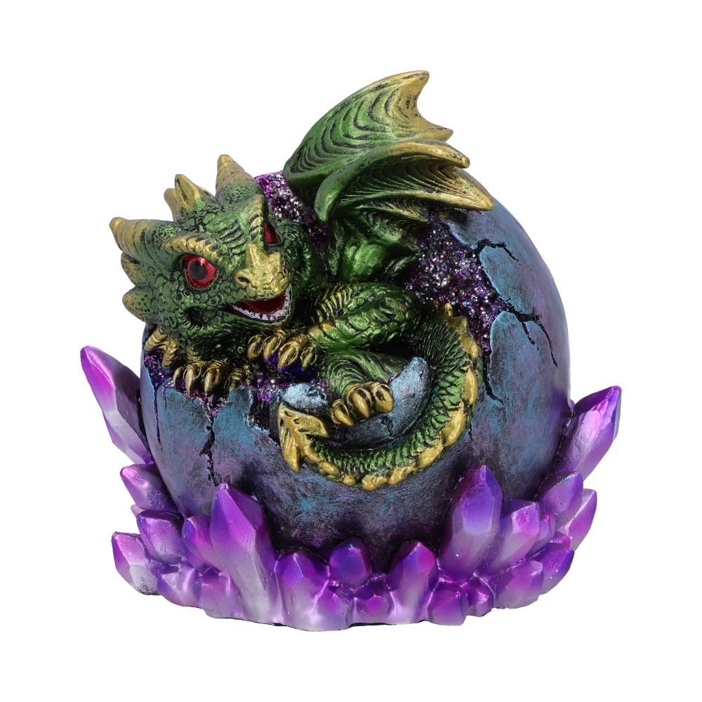 Emerald Hatchling Glow 12.5cm Emerald Hatchling Glow Dragonling Green Dragonling Crystal Figurine by NEMESIS NOW