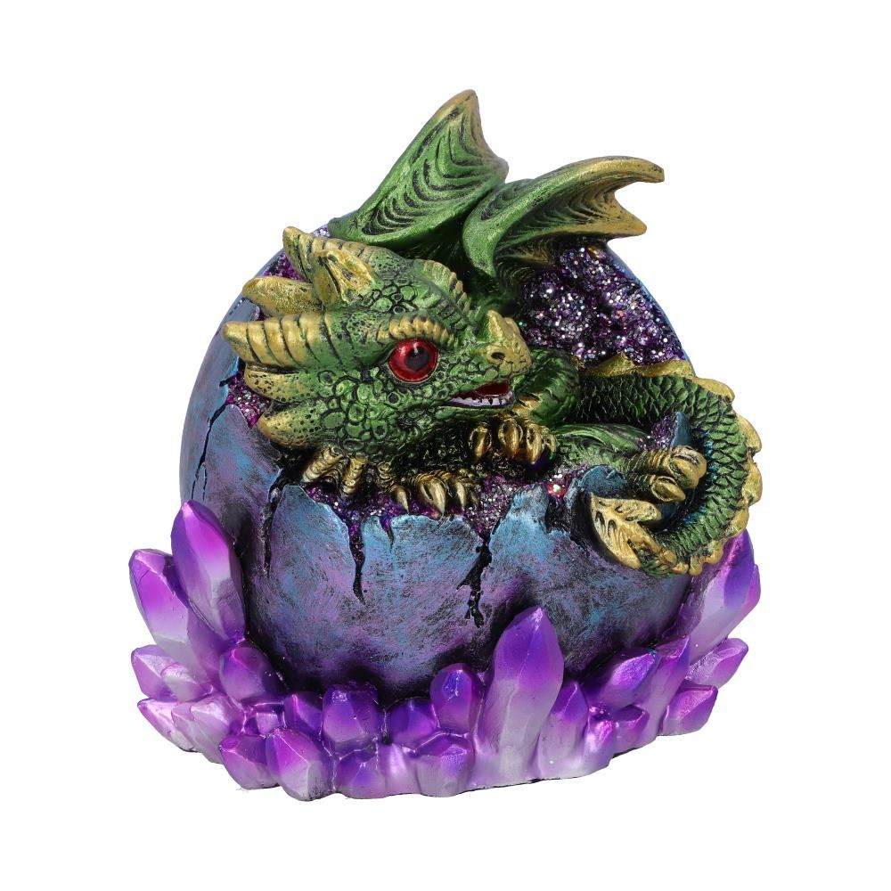 Emerald Hatchling Glow 12.5cm Emerald Hatchling Glow Dragonling Green Dragonling Crystal Figurine by NEMESIS NOW