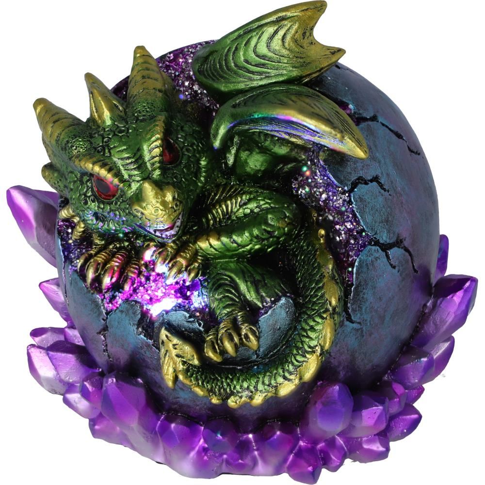 Emerald Hatchling Glow 12.5cm Emerald Hatchling Glow Dragonling Green Dragonling Crystal Figurine by NEMESIS NOW