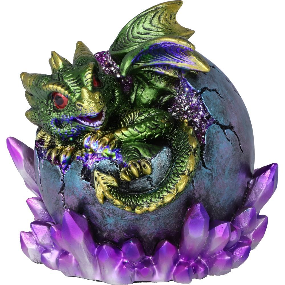 Emerald Hatchling Glow 12.5cm Emerald Hatchling Glow Dragonling Green Dragonling Crystal Figurine by NEMESIS NOW