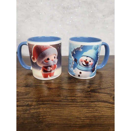 Festive Christmas Santa/Snowman Mug - mug