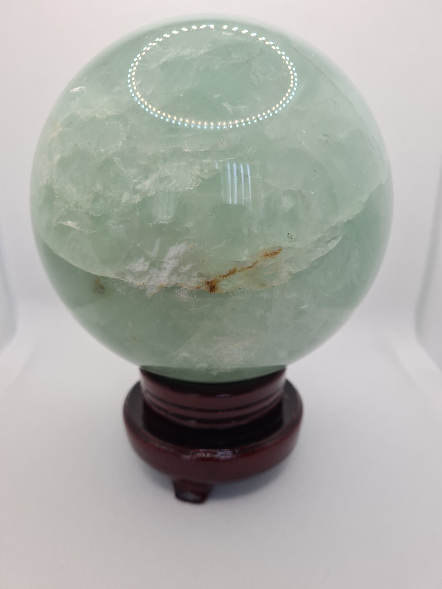 Extra Large Green Fluorite Sphere with turntable stand over 6200g