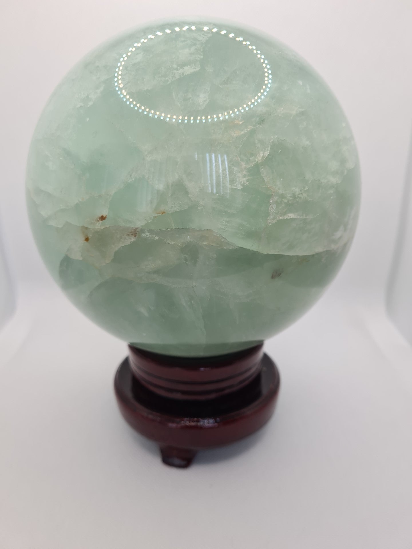 Extra Large Green Fluorite Sphere with turntable stand over 6200g