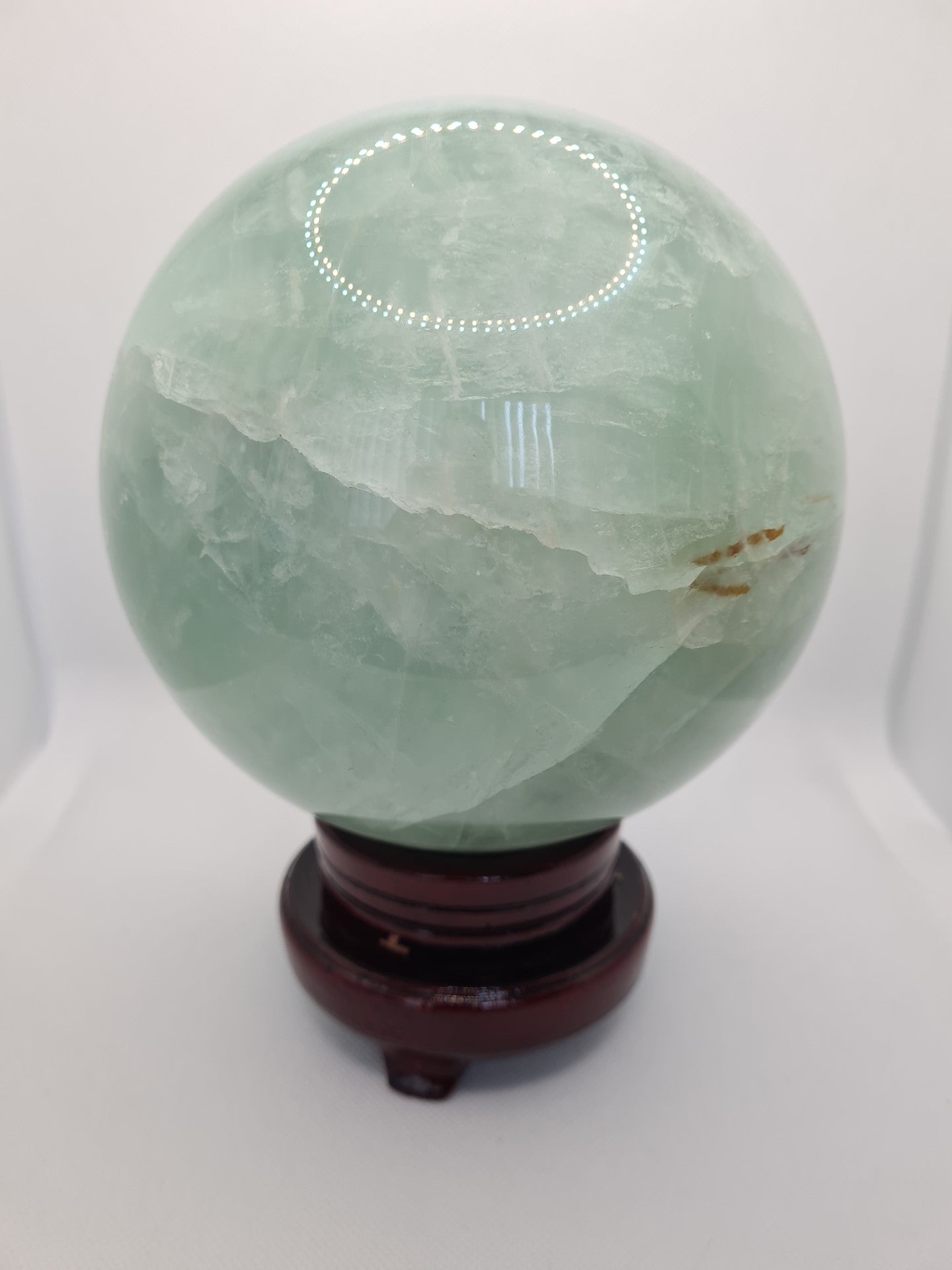 Extra Large Green Fluorite Sphere with turntable stand over 6200g