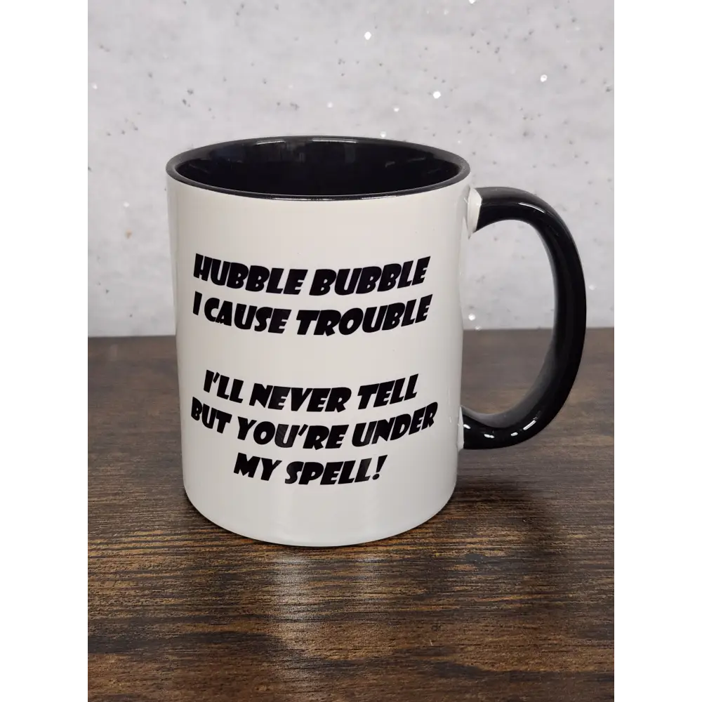 Friendly Witch on a Broom Mug with Poem boho gothic pagan - mug