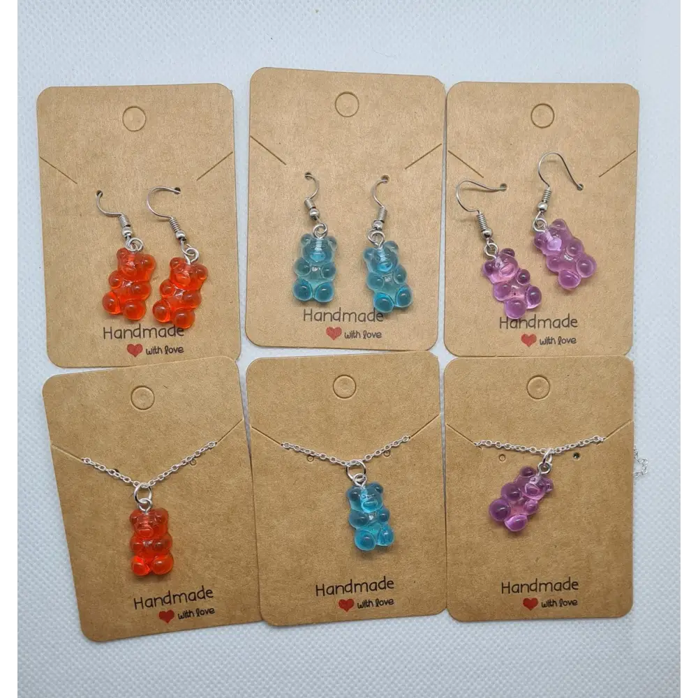 Gummy Bear earrings and necklace set Gummy Bear earrings Red Gummy Bear Purple Gummy Bear Blue Gummy Bear