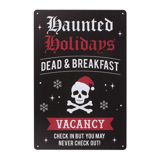 Haunted Holidays Metal Sign, Halloween, Christmas