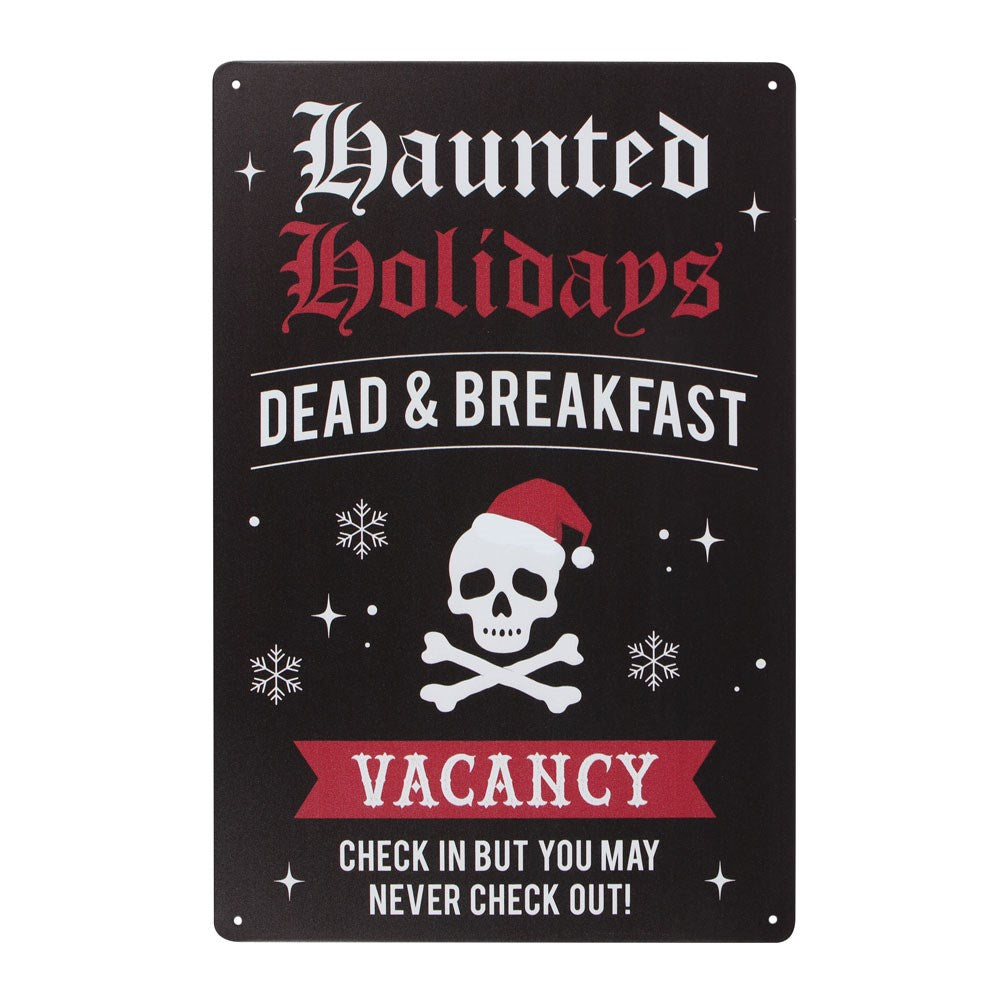 HAUNTED HOLIDAYS METAL SIGN