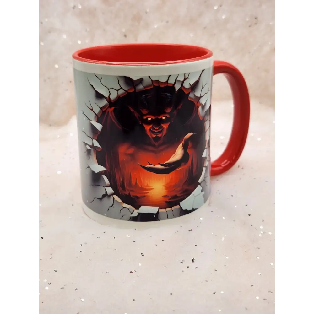Hole in wall mug choice of 4 Devil Wolf Reaper Bats print both sides - mug