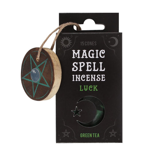 Green Tea 'Luck' Spell Incense Cones and holder