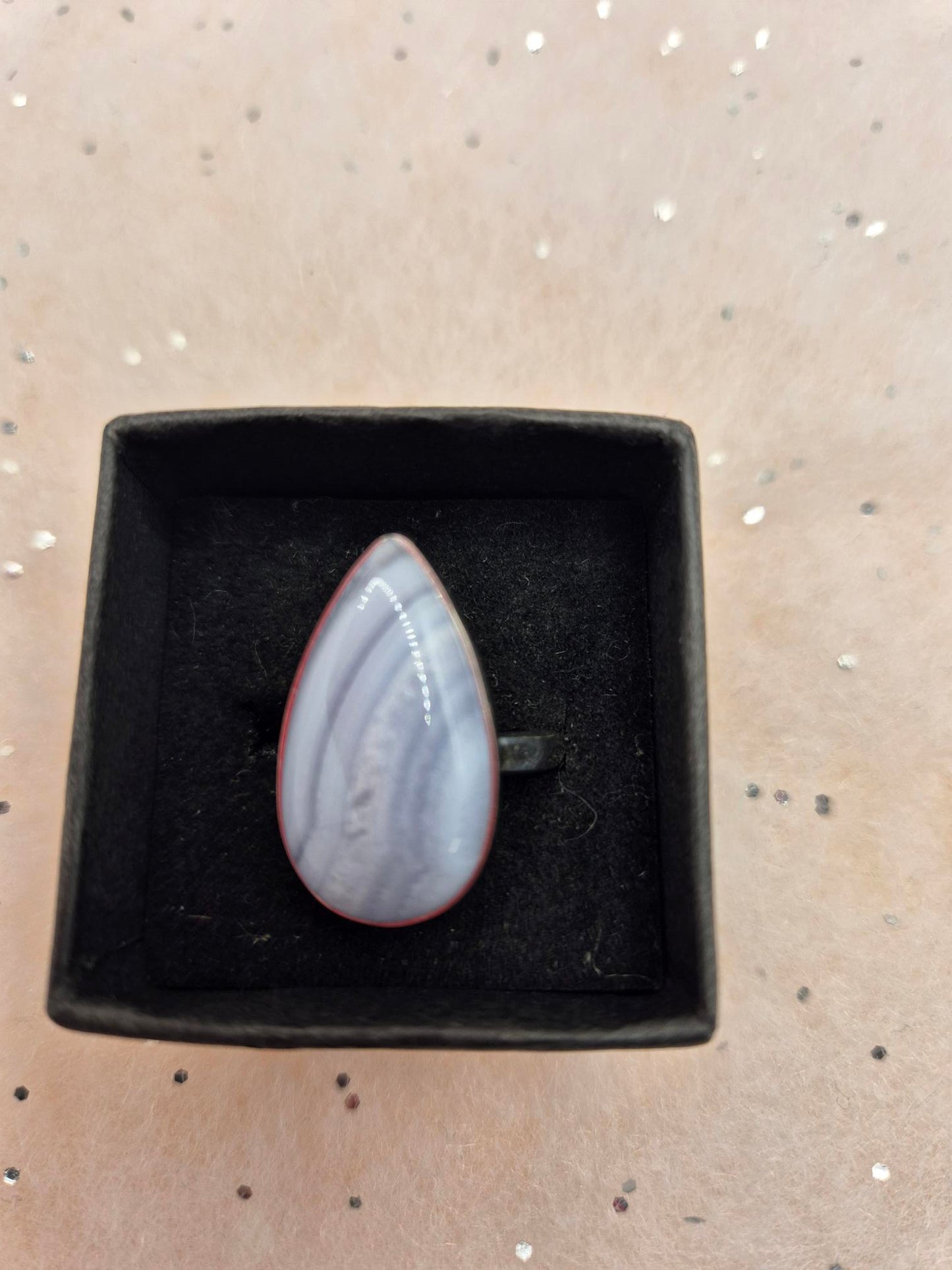 Blue Lace Agate Sterling Silver 925 rings - choice of 3, beautiful, oval, round or teardrop