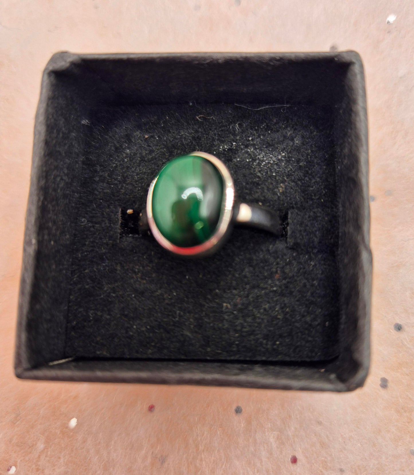 Malachite Sterling Silver Rings, choice of 3, Round Design, oval design or rectangle