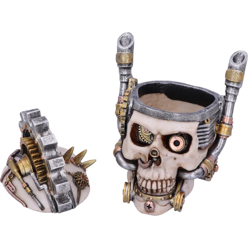 Metal Head 15.5cm Steampunk Skull box