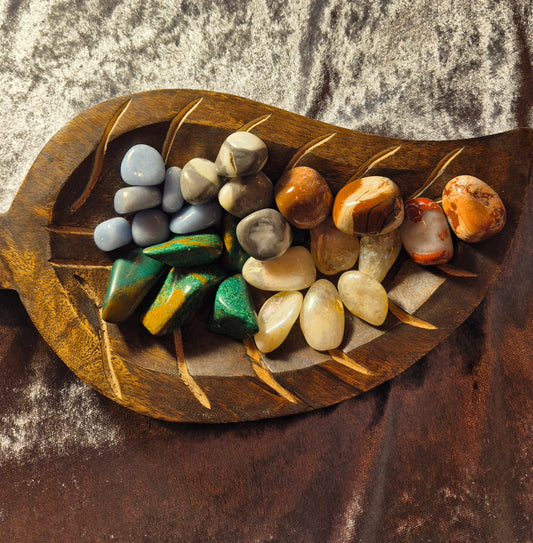 Choice Of Tumble Stones From Shell  Jasper, Red Banded Jasper, Angelite, Green Jasper And Aura Citrine.