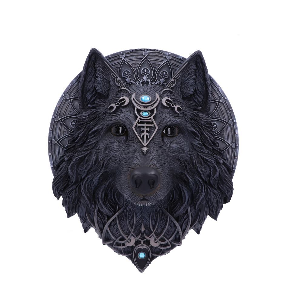 Wolf Moon 30cm Dark Gothic Magical Wolf Moon Wall Hanging Plaque