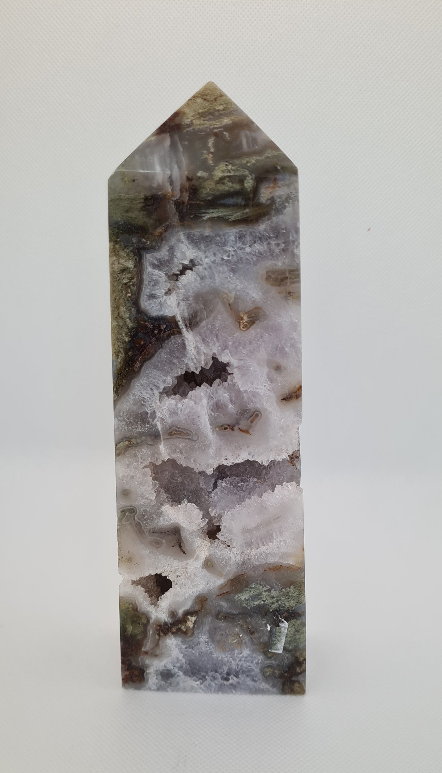 Lovely Large Moss Agate Tower, Lovely Large  Moss Agate Point  840 Grammes