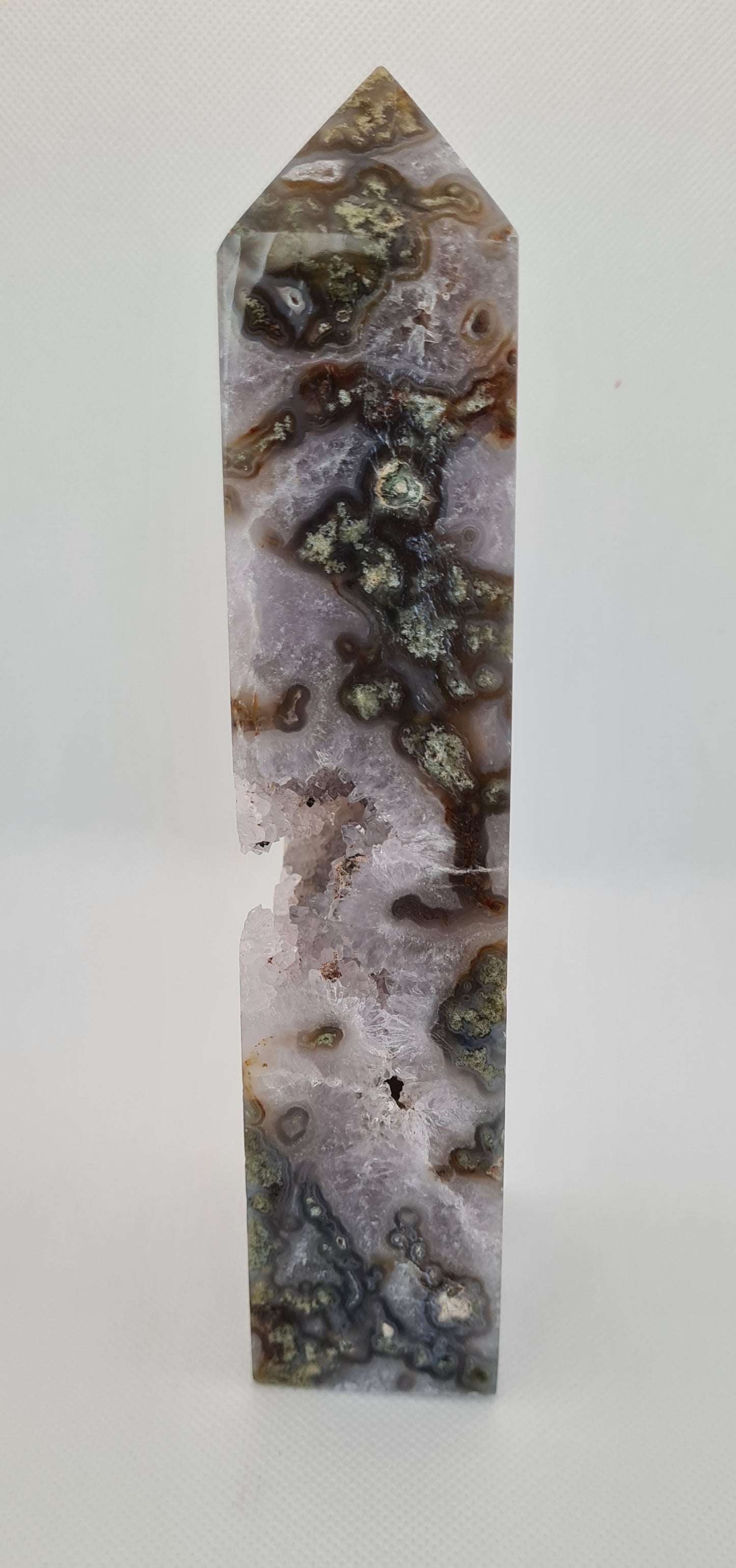 Lovely Large Moss Agate Tower, Lovely Large  Moss Agate Point  840 Grammes