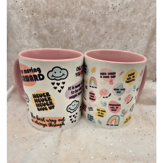 Motivational Mug Motivational Cup Affirmation Cup Affirmation Mug - Pink handle and pink inner - choice of 2 - mug