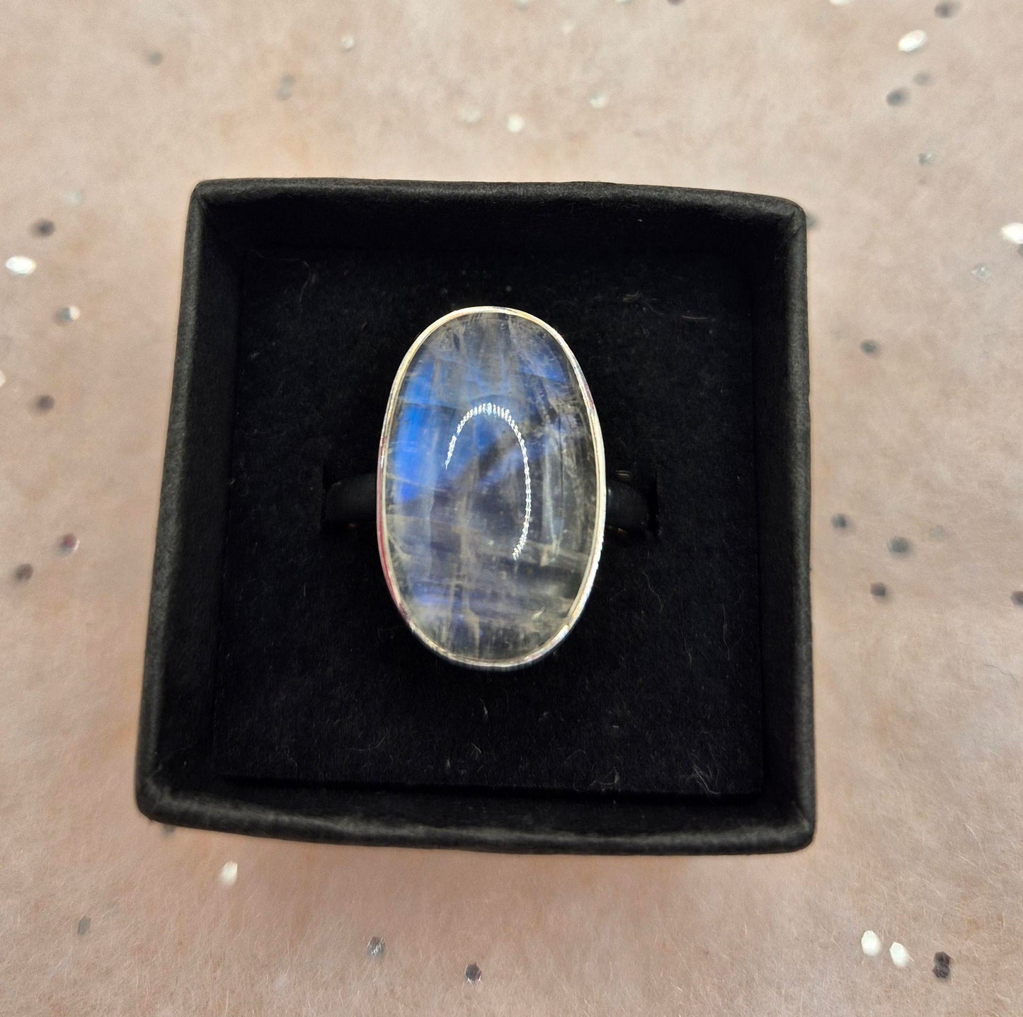 Moonstone rings - choice of 2- oval or bevelled square, sterling silver, 925,