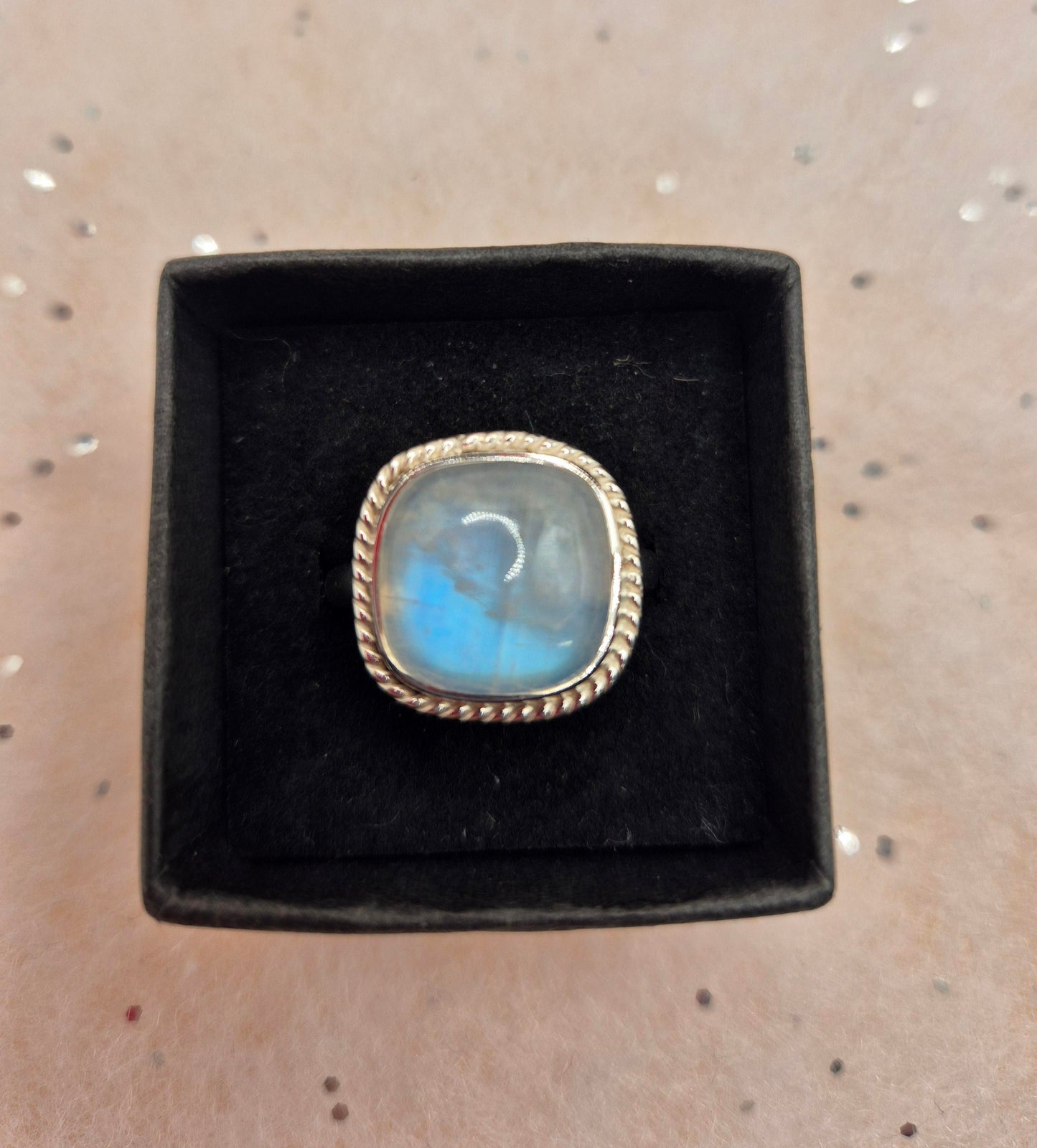 Moonstone rings - choice of 2- oval or bevelled square, sterling silver, 925,