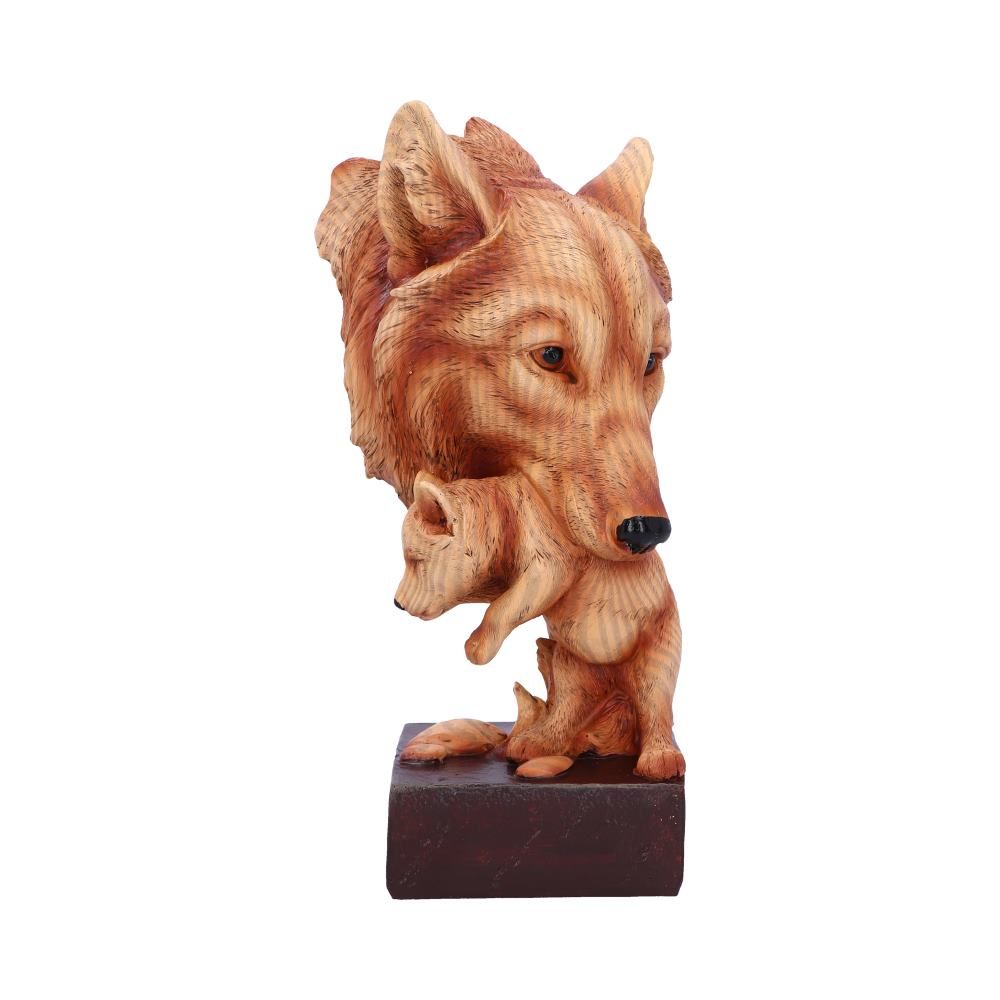 Natural Protection 21.5cm Natural Protection Wolf Mother and Cub Wood Effect Bust