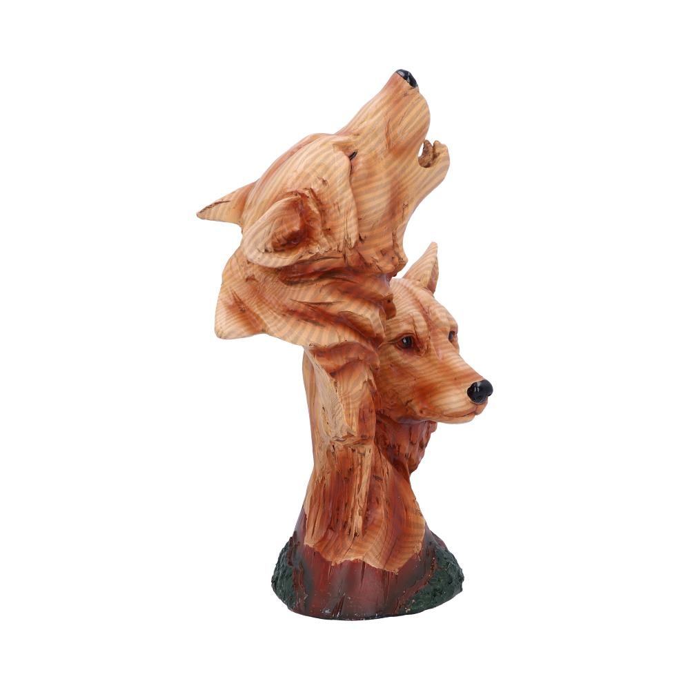 Natural Call 23cm Natural Call Howling Wolf Wood Effect Bust