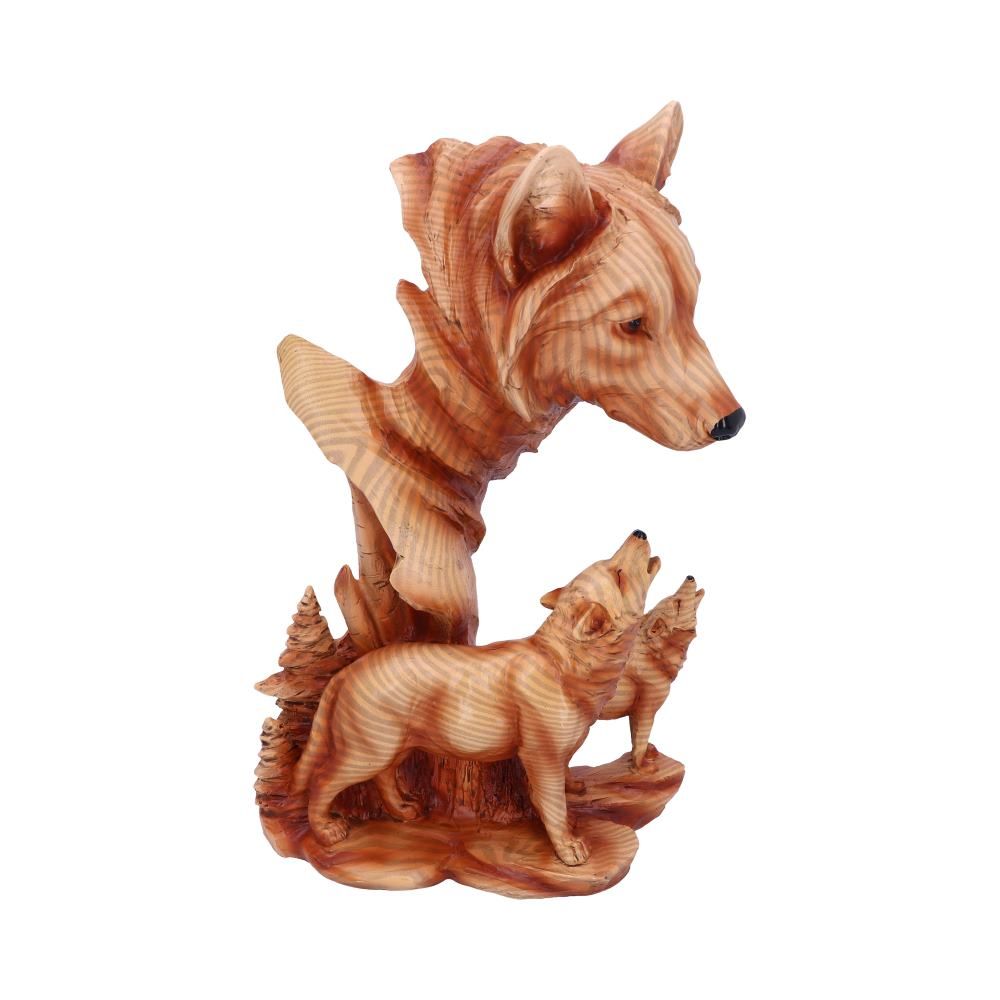 Natural Song 31cm Natural Song Howling Wolves Wood Effect Bust by Nemesis Now