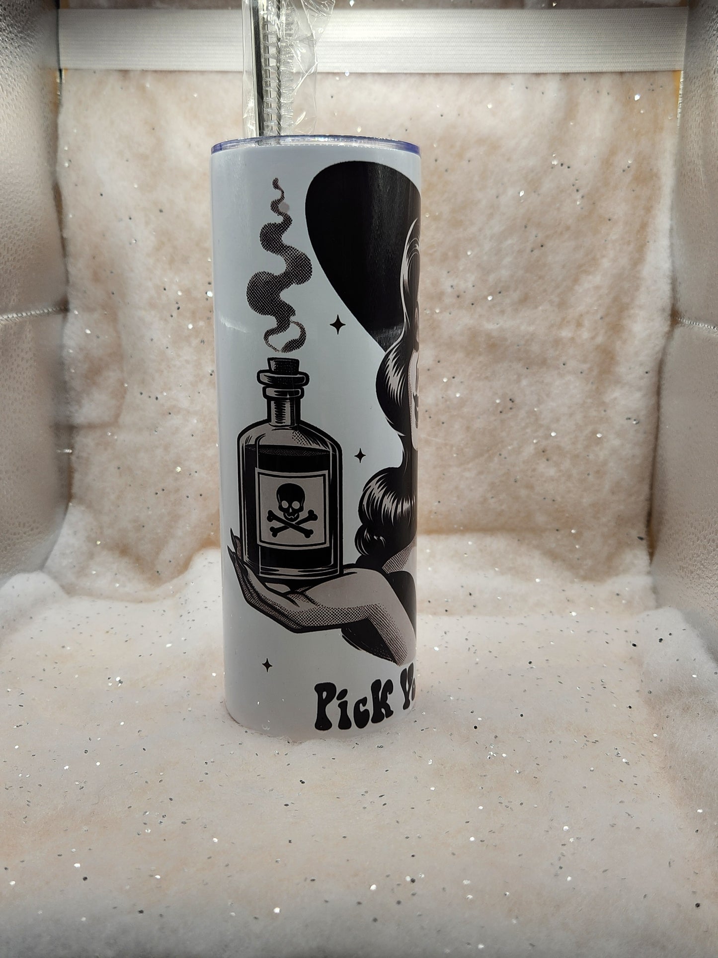 Witches Tumbler - Pick Your Poison - Beautiful Design - Drinkware, Bottle