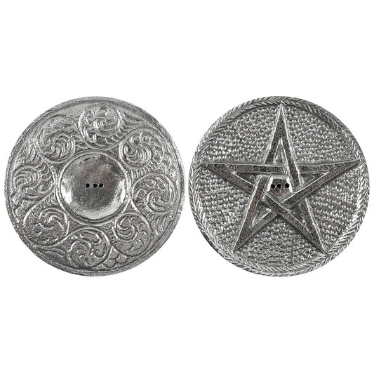 10CM SILVER COLOURED PENTAGRAM INCENSE HOLDER