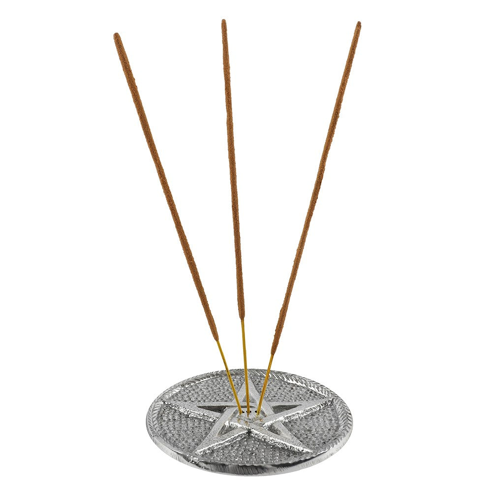 10CM SILVER COLOURED PENTAGRAM INCENSE HOLDER