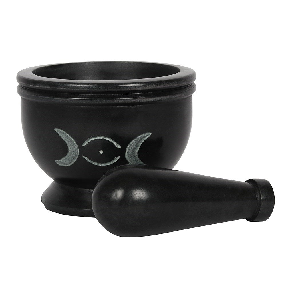 SOAP STONE TRIPLE MOON PESTLE AND MORTAR