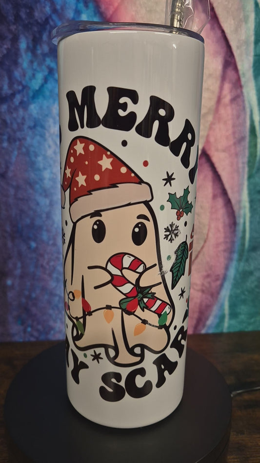 Be Merry Stay Scary Christmas Ghost 20oz tumbler - perfect gift for the festive season