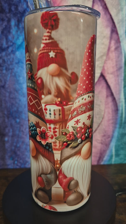 Christmas Gonk tumbler, Christmas gnome tumbler, festive setting, 20oz tumbler