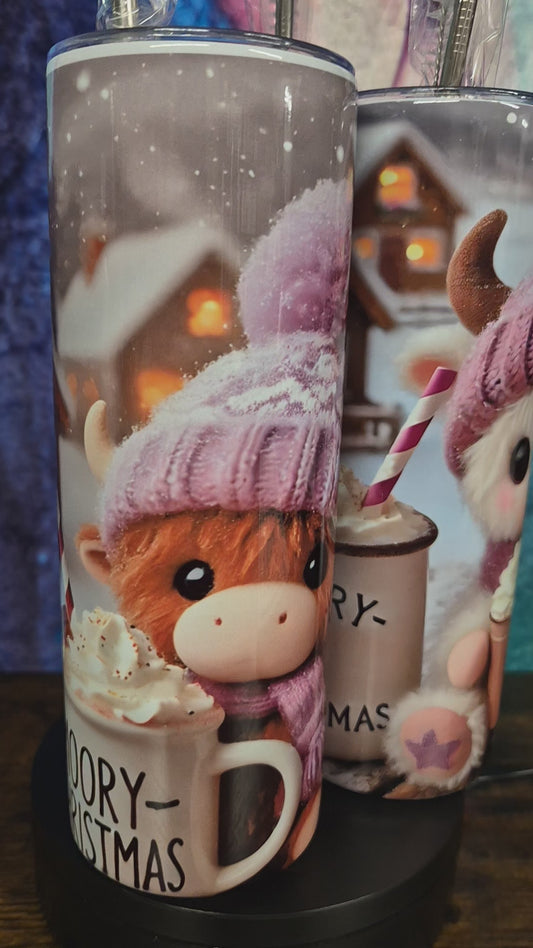 Christmas Highland Cow Moory Christmas 20oz Tumbler - choice of 3