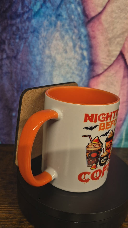 Nightmare before coffee mug with optional coaster