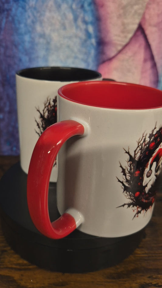 Scary creepy Christmas Mug - choice of red or black