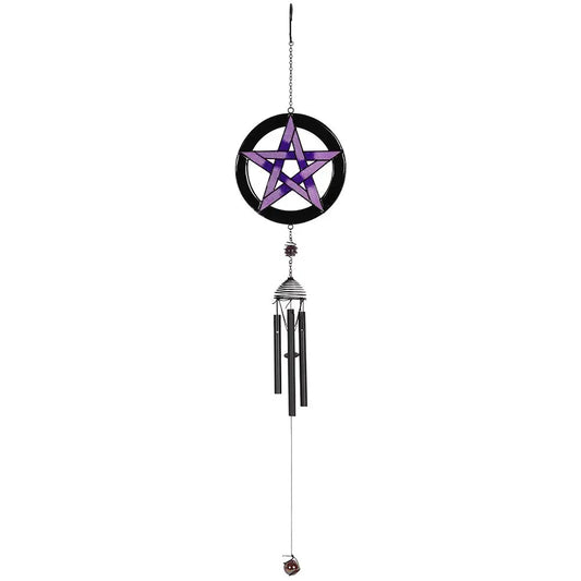 Purple Pentagram Windchime alternative gift mystical gift, - windchime