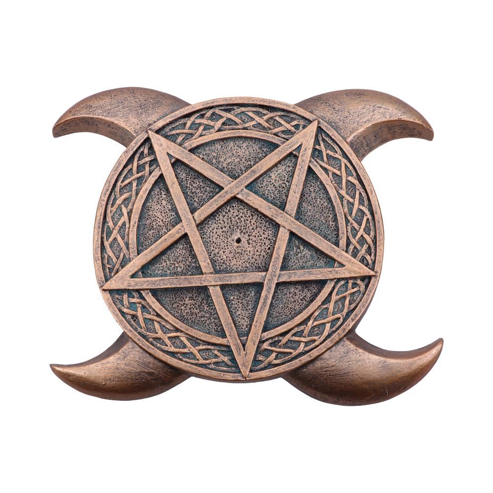 Triple Moon Pentacle Incense Burner 15.5cm Bronze Triple Moon Pentacle Incense Burner 15.5cm