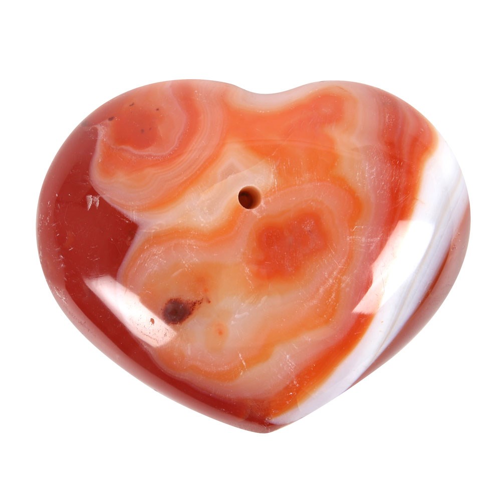 RED AGATE CRYSTAL HEART INCENSE STICK HOLDER