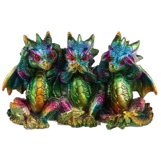 Rainbow Dragon Metallic Hear No See No Speak No Evil