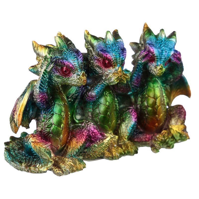 Rainbow Dragon Metallic Hear No See No Speak No Evil