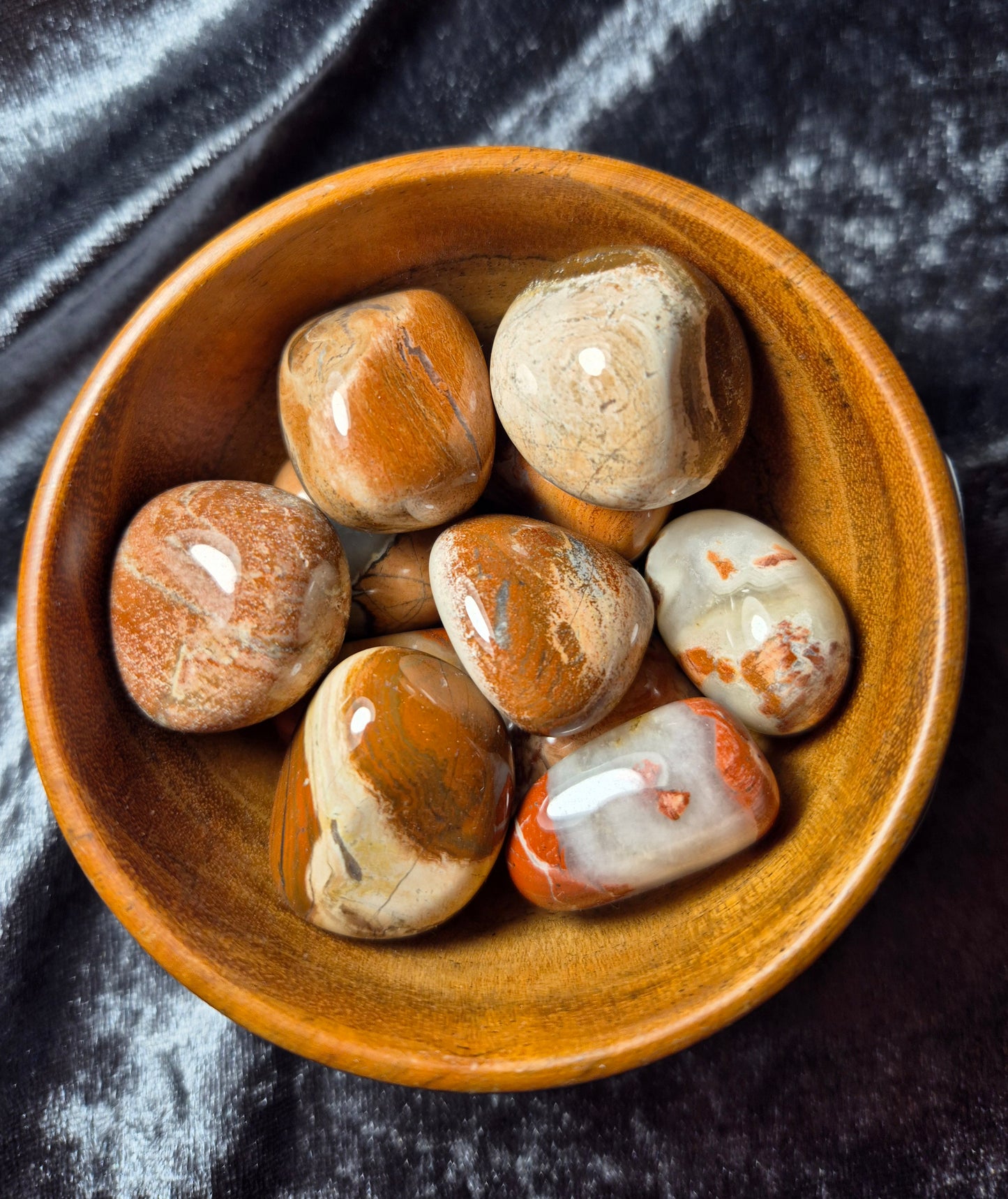 Choice Of Tumble Stones From Shell  Jasper, Red Banded Jasper, Angelite, Green Jasper And Aura Citrine.