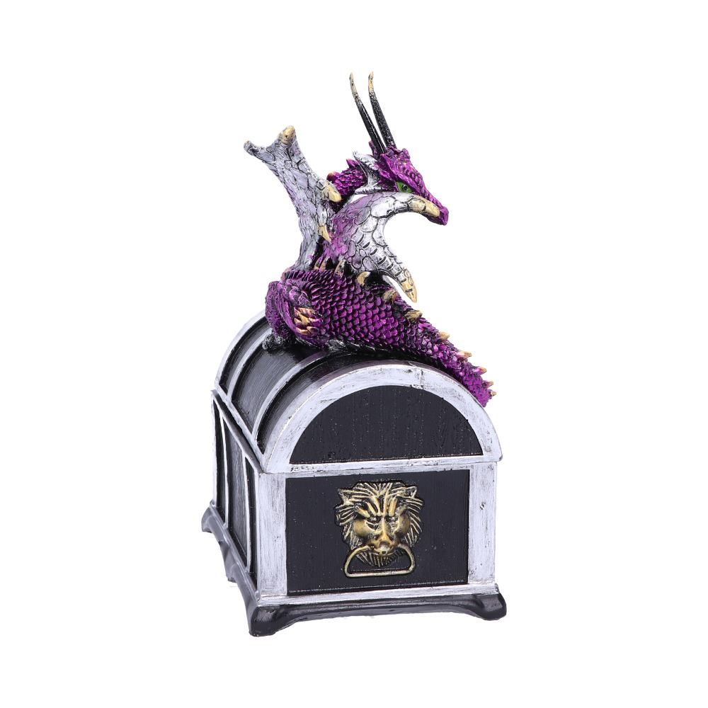 Reptilian Riches 15cm Reptilian Riches Dragon Sitting on a Treasure Chest Storage Box by NEMESIS NOW