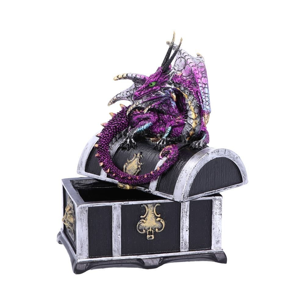 Reptilian Riches 15cm Reptilian Riches Dragon Sitting on a Treasure Chest Storage Box by NEMESIS NOW